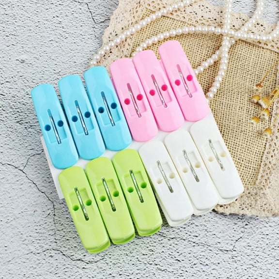 IDEANATEGRATE 7Pcs Green Clothespin Plastic Clothespin for Laundry Drying and Home Use