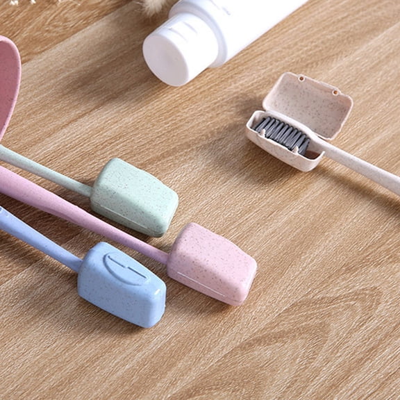 IDEANATEGRATE 8Pcs Toothbrush Head Case Lightweight Durable Ventilated Cover for Camping Multi Color PP Wheat Straw