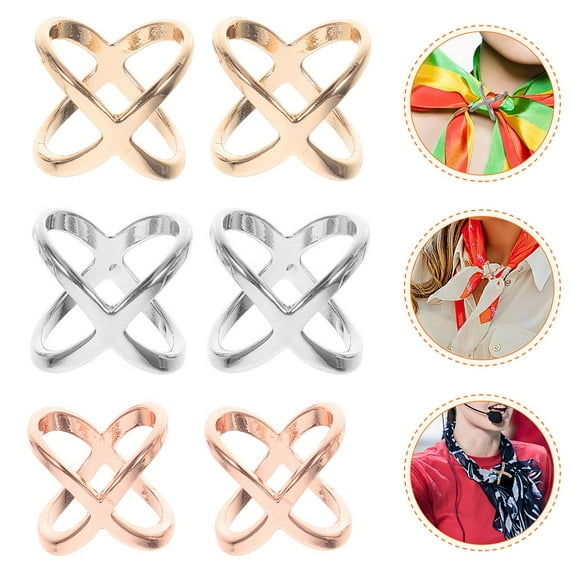 IDEANATEGRATE 9Pcs Alloy Scarf Ring Clips for Scarves in Silver Rose Gold and Gold Perfect for Dancing Parties
