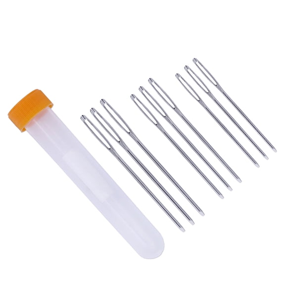 IDEANATEGRATE 9Pcs Silver Sewing Needle Large Eye Needles For Decorative Stitching And Yarn
