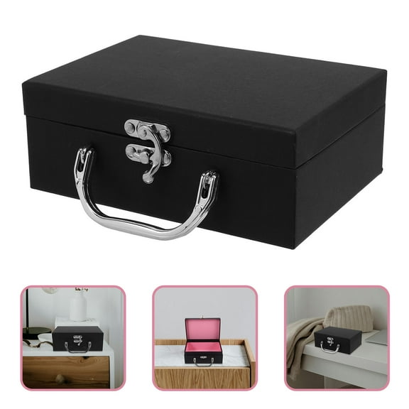 IDEANATEGRATE Black 17.00X12.00X6.50cm Paper Suitcase With Handle For Stationery Storage