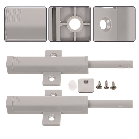 IDEANATEGRATE Cabinet Closer Latch 2Sets 14x5cm Dark Grey Push To Open Latch For Home Use Abs Plastic