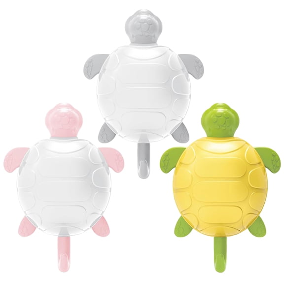 IDEANATEGRATE Cute Hooks for Hanging 3Pcs Turtle Shape Wall Door Key Hangers Abs Material