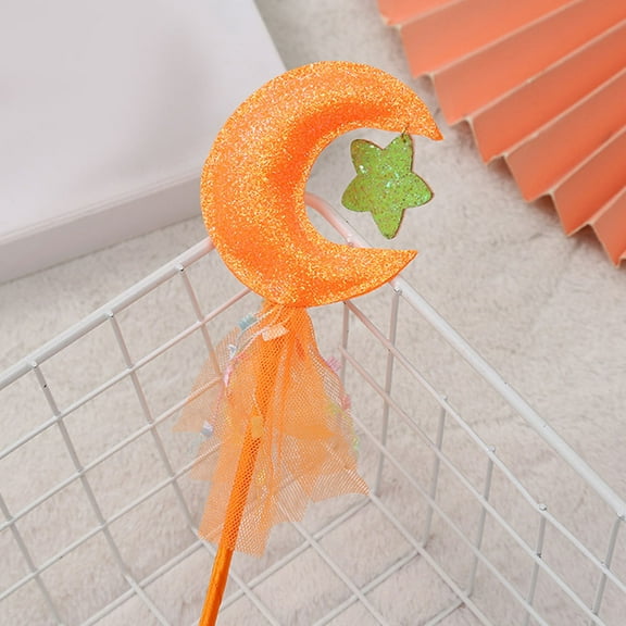 IDEANATEGRATE Fairy Wand for Children Moon Shape Pink and Orange 2Pcs for Party Stage Performance