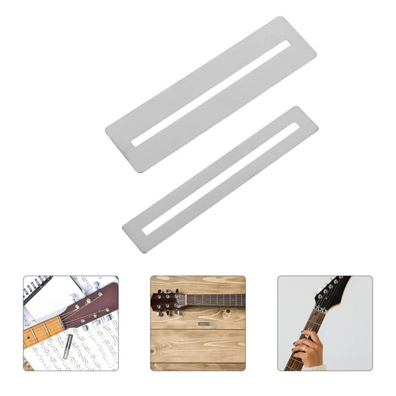 IDEANATEGRATE Fret Leveling Kit 2Pcs for Guitar Repair Curved Shape Silver 7.9X0.83X0.08in