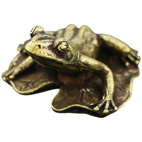 IDEANATEGRATE Frog Brass Ornaments 1Pack Golden Handmade for Home and Office Decor