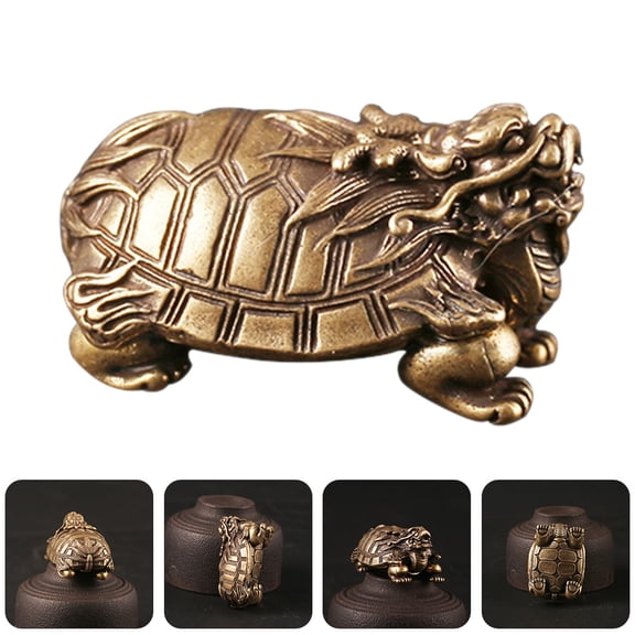 IDEANATEGRATE Golden Copper Dragon Turtle 1Pcs for Traditional Chinese Craftsmanship and Good Fortune