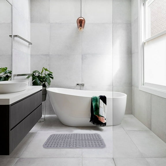 IDEANATEGRATE Grey Non-Slip Carpet 1Pcs for Locker Rooms Pvc Material Waterproof Bath Mat