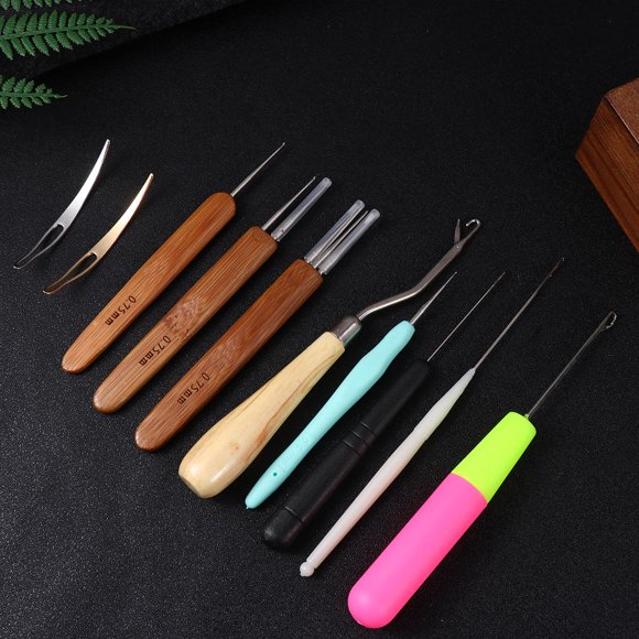 IDEANATEGRATE Hair Crochet Needles 11Pcs Professional Metal Hooks for Styling and Braiding Barber Accessories
