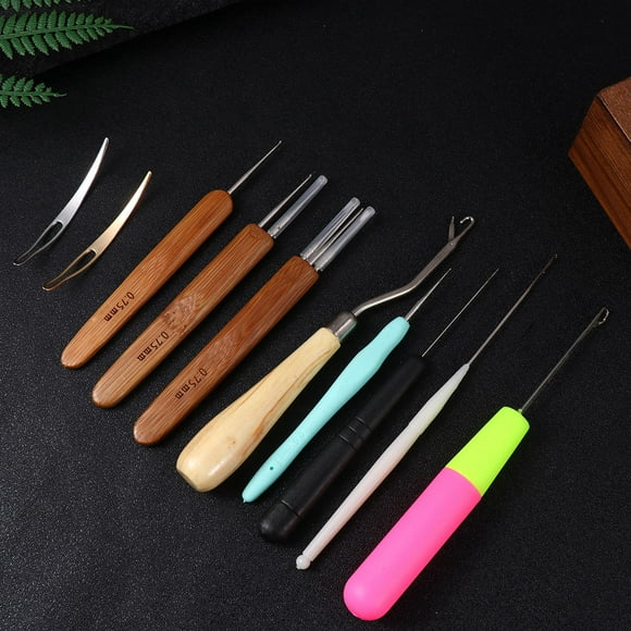 IDEANATEGRATE Hair Crochet Needles 11Pcs Professional Metal Hooks for Styling and Braiding Barber Accessories