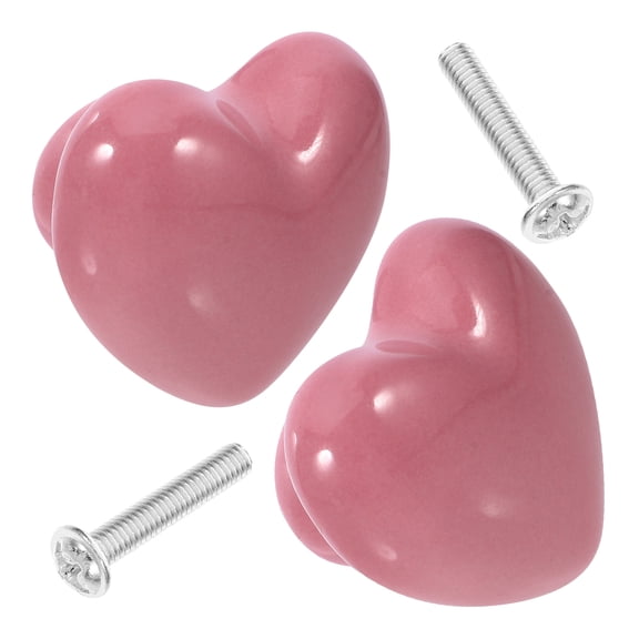 IDEANATEGRATE Heart Shaped Pink Ceramic Drawer Knobs 2Pcs Ideal For Kitchen Renovation And Wardrobe Upgrades