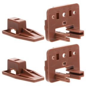 IDEANATEGRATE Drawer Repair Kit with Brown Plastic Drawer Slides Stoppers, 2 Sets for Smooth Sliding and Secure Fit