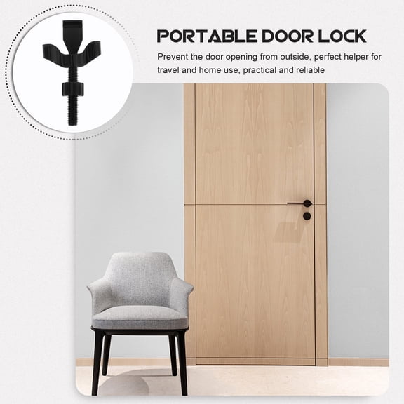 IDEANATEGRATE Black Zinc Alloy Portable Door Lock for Travel and Home Safety