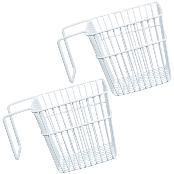 IDEANATEGRATE Kitchen Storage Basket 2Pcs Hanging Baskets for Organizing White Stainless Steel 16.8x12.3x11.1In