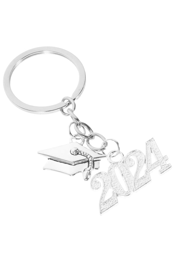 Metal Graduation Cap Key Pendants 1Pcs Silver Color Circular Key Ring 7.5x3.2x1.5in for Graduates present Giving