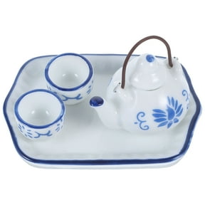 IDEANATEGRATE Miniature Tea Cup Set 6.0X4.0X0.6In Porcelain White 1Set Perfect For Dollhouse Decor Supplies And present