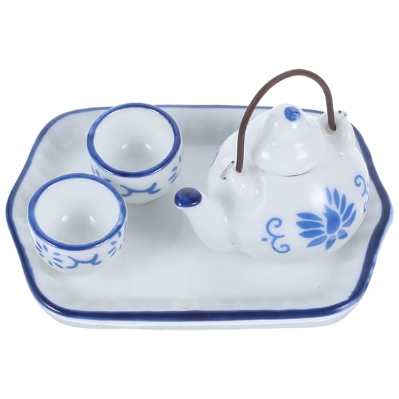 IDEANATEGRATE Miniature Tea Cup Set 6.0X4.0X0.6In Porcelain White 1Set Perfect For Dollhouse Decor Supplies And present