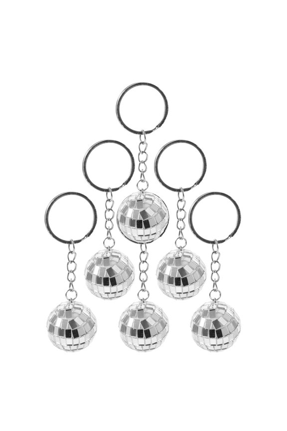 Mirror Disco Ball Keychain 6Pcs Reusable Plastic Zinc Alloy Abs For 1970s Retro Style Party Accessory