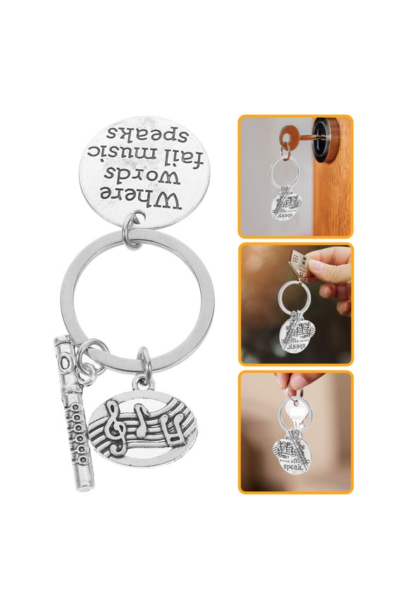 Music Themed Key Chain Metal Keyring With Lifelike Shape For present Giving 1Set