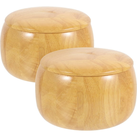 IDEANATEGRATE Round Wood Chess Stones Holder 2Pcs For Home And Party 14.5X14.5In