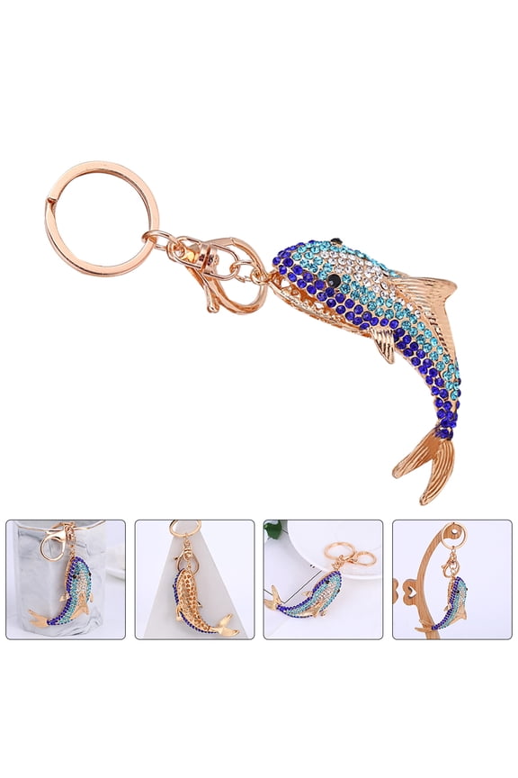 Shark Keyring for Women and Men with Rhinestone and Alloy Material 1Pcs