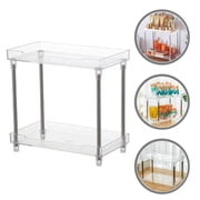 IDEANATEGRATE Bathroom Countertop Organizer Transparent PS Steel Cosmetics Storage Rack Desktop