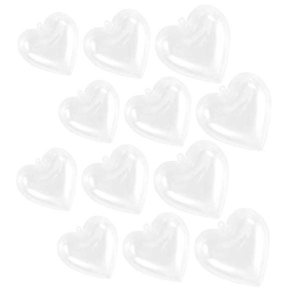 IDEANATEGRATE Transparent Globe Ornament 12Set Heart Shaped Plastic Balls for Christmas Party and Tree Decoration