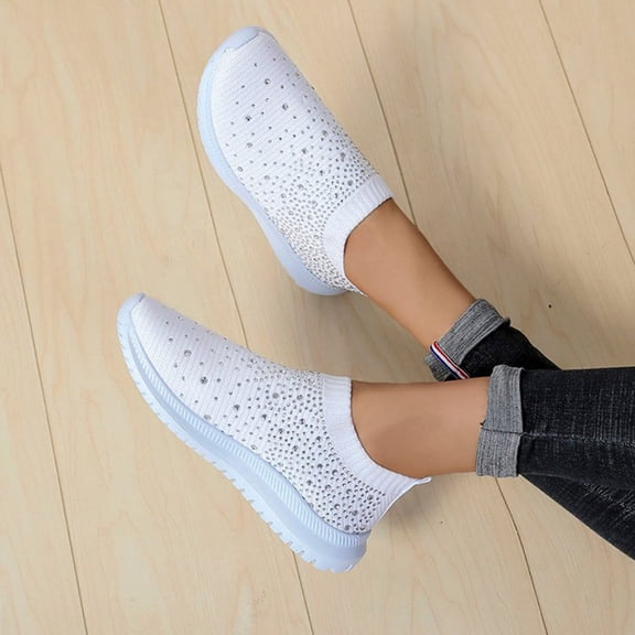 IDEANATEGRATE White Mesh Cloth Rubber Breathable Anti-skid Shockproof Simple Fashion Athletic Shoe for Women 1 Pair