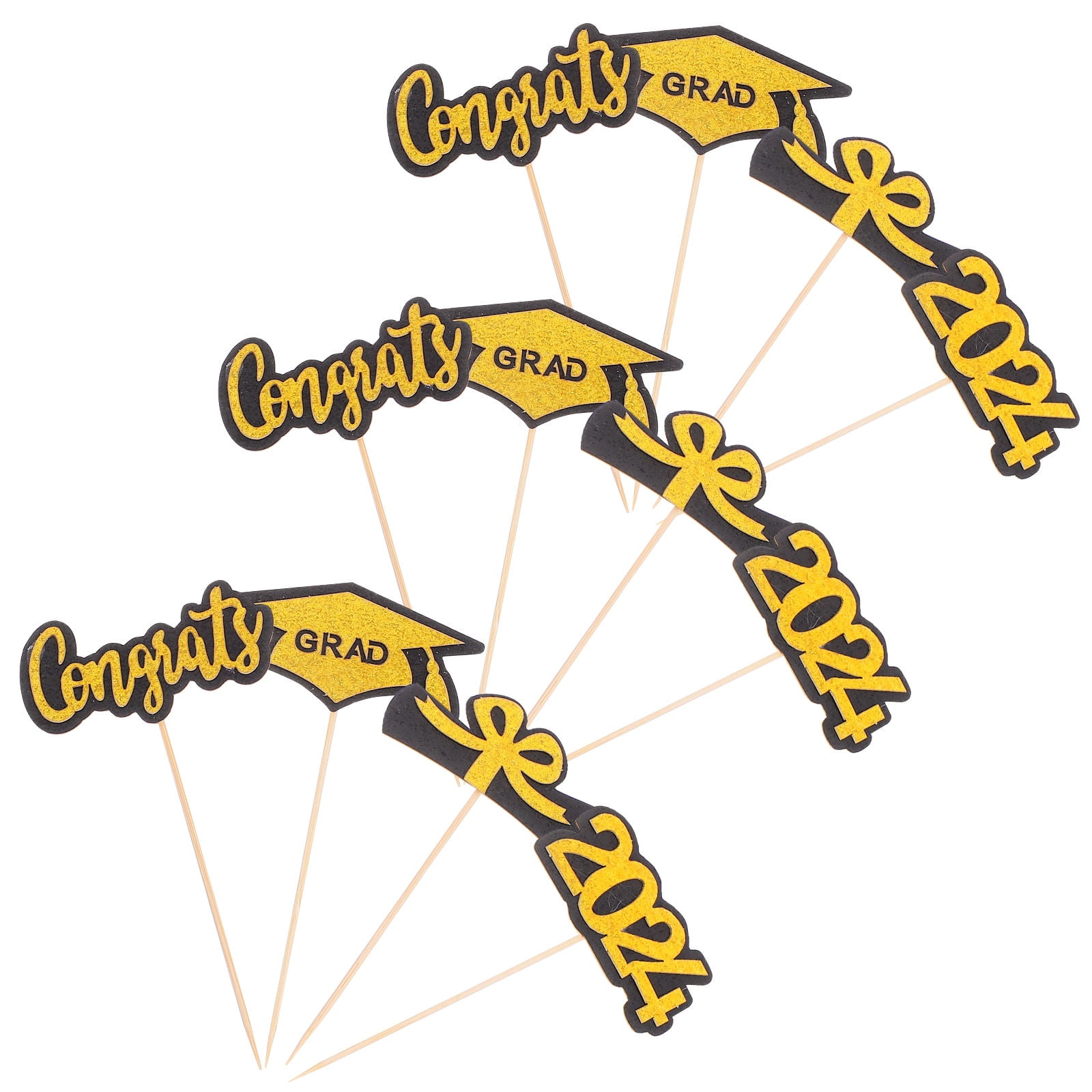 IDEANATEGRATE Yellow Graduation Toppers Paper and Wooden Design for ...