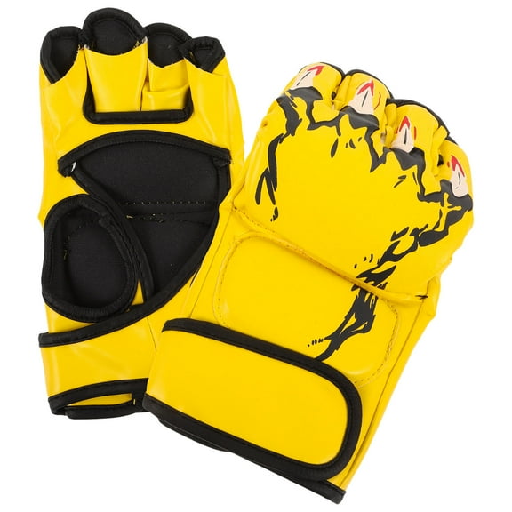 IDEANATEGRATE Yellow Kickboxing Gloves for Hand Training Made with Durable PU and Sponge Excellent for Boxing and Fitness 1 Pair