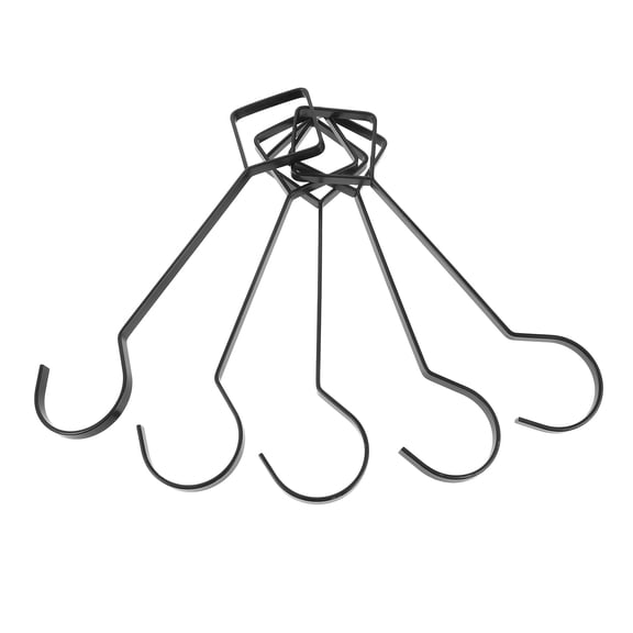 IDEANATEGRATE eelf 5 Pcs Metal Hooks for Coats Bags and Clothes Heavy Duty Shape Black