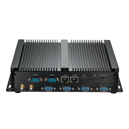 IDEARACE Fanless Mini Desktop Computer PC, i5 4th Gen. up to 2.6GHz CPU, 8GB RAM 256GB SSD, 6xCOM RS232, 2xNICs 2xHD, WiFi, Full Metal Case , Windows 11 Pro
