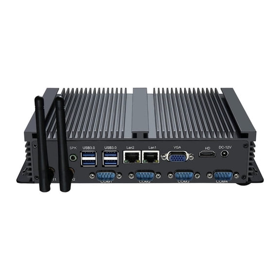 IDEARACE Powerful Fanless Mini PC, i5 2 Cores CPU Industrial Desktop Computer, 8GB RAM+128GB SSD, 4xCOM RS232, 2xNICs, HD, VGA, WiFi, Full Metal Case, Windows 11 Pro