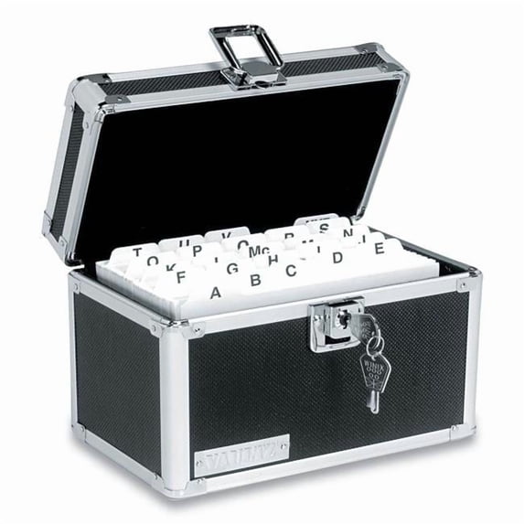 IDEASTREAM CONSUMER PRODUCTS Black Aluminum 550 Cards Locking Index Card File Holds