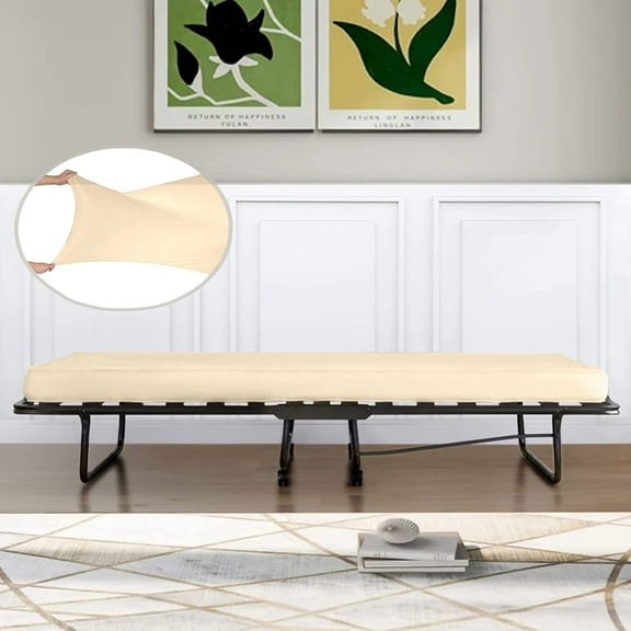 IDEAhome Jersey Knit Fitted Cot Sheet, 75" x 33" with 8" Pocket, Camp Bunk Sheet, Cream (1 Pack)