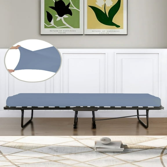 IDEAhome Jersey Knit Fitted Cot Sheet , 75" x 33" with 8" Pocket, RV Bunk Sheet, Denim (1 Pack)