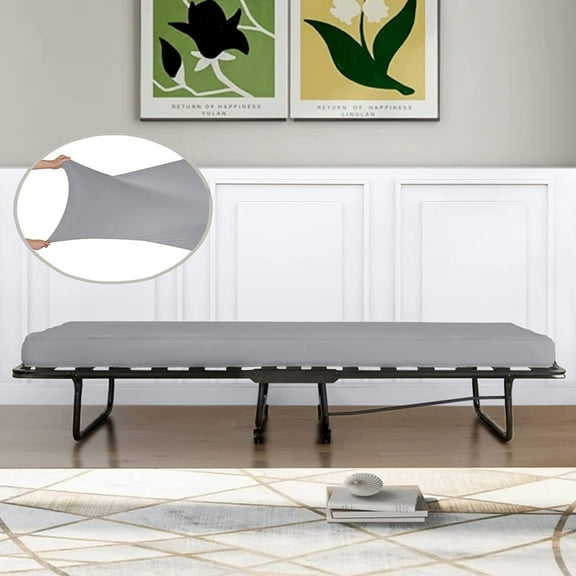 IDEAhome Jersey Knit Fitted Cot Sheet , 75" x 33" with 8" Pocket, RV Bunk Bed Sheet, Grey (1 Pack)