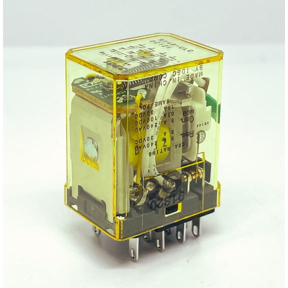 IDEC RY4S-ULCDC12V Indicator Light, Blade TERMINALS, Small Industrial GP SIGNALING Relay, Check Button, 12 VDC Coil Voltage, 4PDT Contact, Miniature Relay, ROHS Compliant