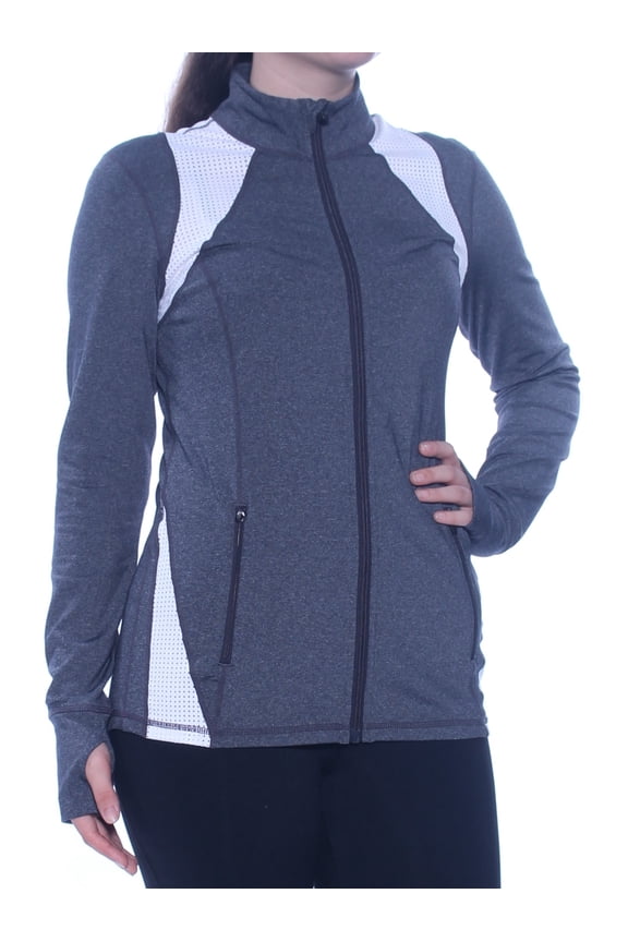 $69 Womens New 1454 Gray Heather Mesh Zip Up Casual Jacket S B+B