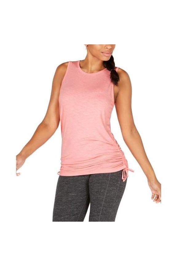 Side-Tie Tank Top with Ruching Peach Kiss Size Large