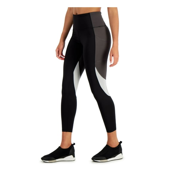 IDEOLOGY Womens Black Moisture Wicking Pocketed Upf 50 Compression Flat Seems Color Block Active Wear High Waist Leggings XXL