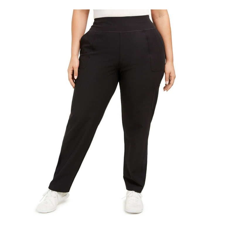IDEOLOGY Womens Black Pocketed Straight leg Active Wear Pants Plus