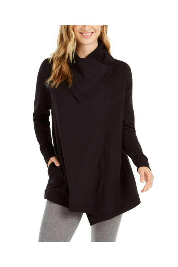 Womens Black Snap Long Sleeve Open Cardigan Top Size: S