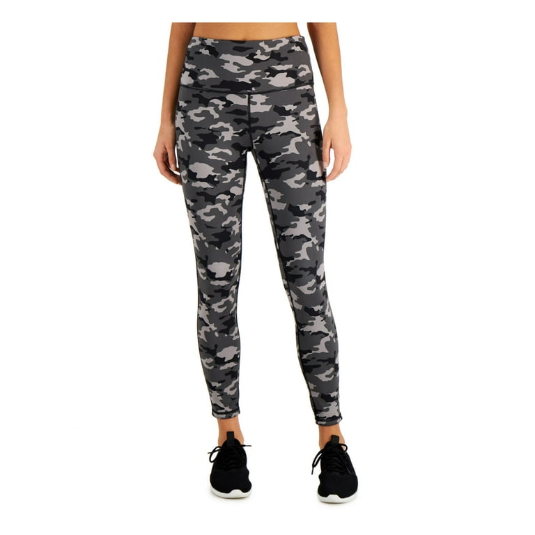 IDEOLOGY Womens Black Stretch Moisture Wicking Ventilation Flat Seems  Camouflage High Waist Leggings M