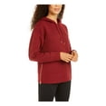 thumbnail image 1 of IDEOLOGY Womens Burgundy Zippered Herringbone Long Sleeve Hooded Hoodie Sweater L, 1 of 2