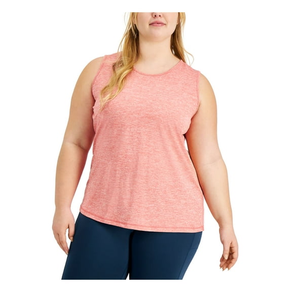 IDEOLOGY Womens Coral Moisture Wicking Cut Out Lightweight Flat Seams Heather Sleeveless Scoop Neck Tank Top Plus 2X