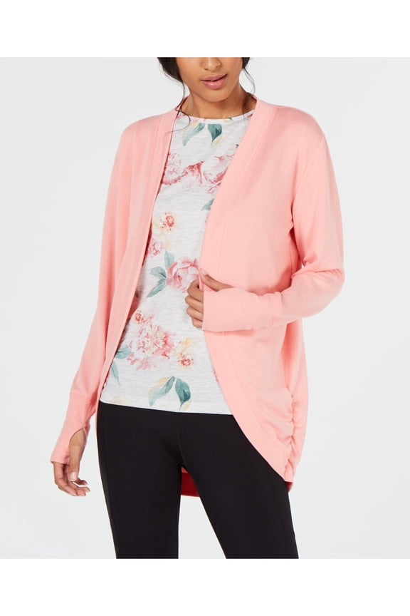 Womens Coral Stretch Long Sleeve Open Cardigan Sweater XL