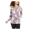 thumbnail image 1 of IDEOLOGY Womens Gray Floral Long Sleeve V Neck Hoodie Sweater XS, 1 of 4