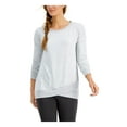thumbnail image 1 of IDEOLOGY Womens Gray Stretch Ribbed Crossover-hem Heather Long Sleeve Round Neck Wear To Work Top XXL, 1 of 2