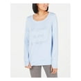 thumbnail image 1 of IDEOLOGY Womens Light Blue Printed Long Sleeve Scoop Neck Sweater Size: S, 1 of 4